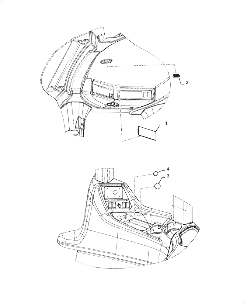 Схема запчастей Case 1021G - (90.151.020) - VAR - X05136X - NO RADIO COVERS (90) - PLATFORM, CAB, BODYWORK AND DECALS