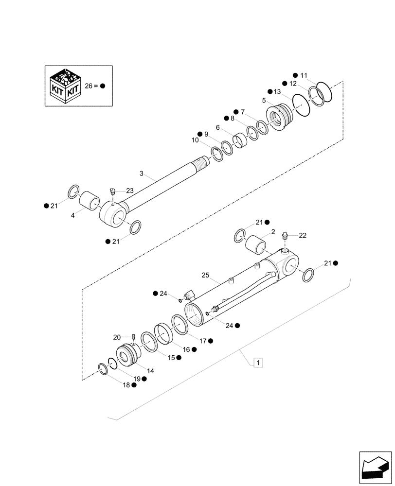 Схема запчастей Case CX26C - (35.741.010) - DOZER BLADE, HYDRAULIC CYLINDER, COMPONENTS (35) - HYDRAULIC SYSTEMS