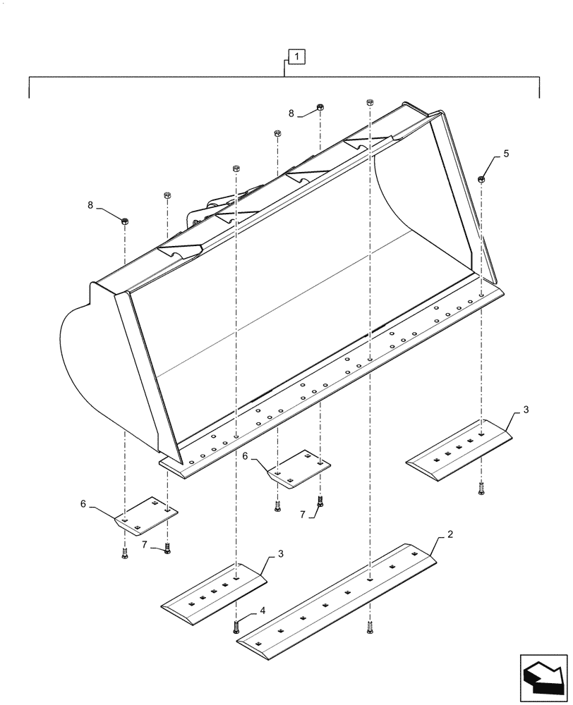 Схема запчастей Case 521G - (82.300.050) - VAR - 424914 - BUCKET ASSEMBLY, 2.6 CU YARD (82) - FRONT LOADER & BUCKET