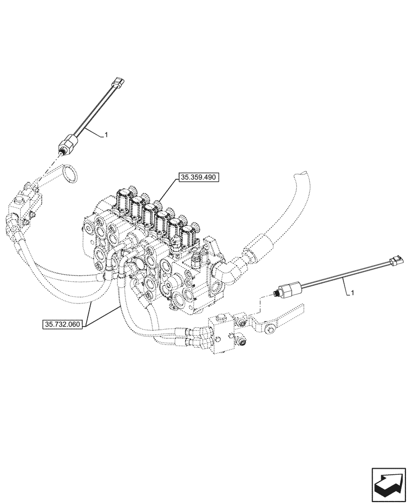 Схема запчастей Case 580N - (55.036.080) - W/ HYDRAULIC STABILIZERS, PRESSURE SWITCH (55) - ELECTRICAL SYSTEMS