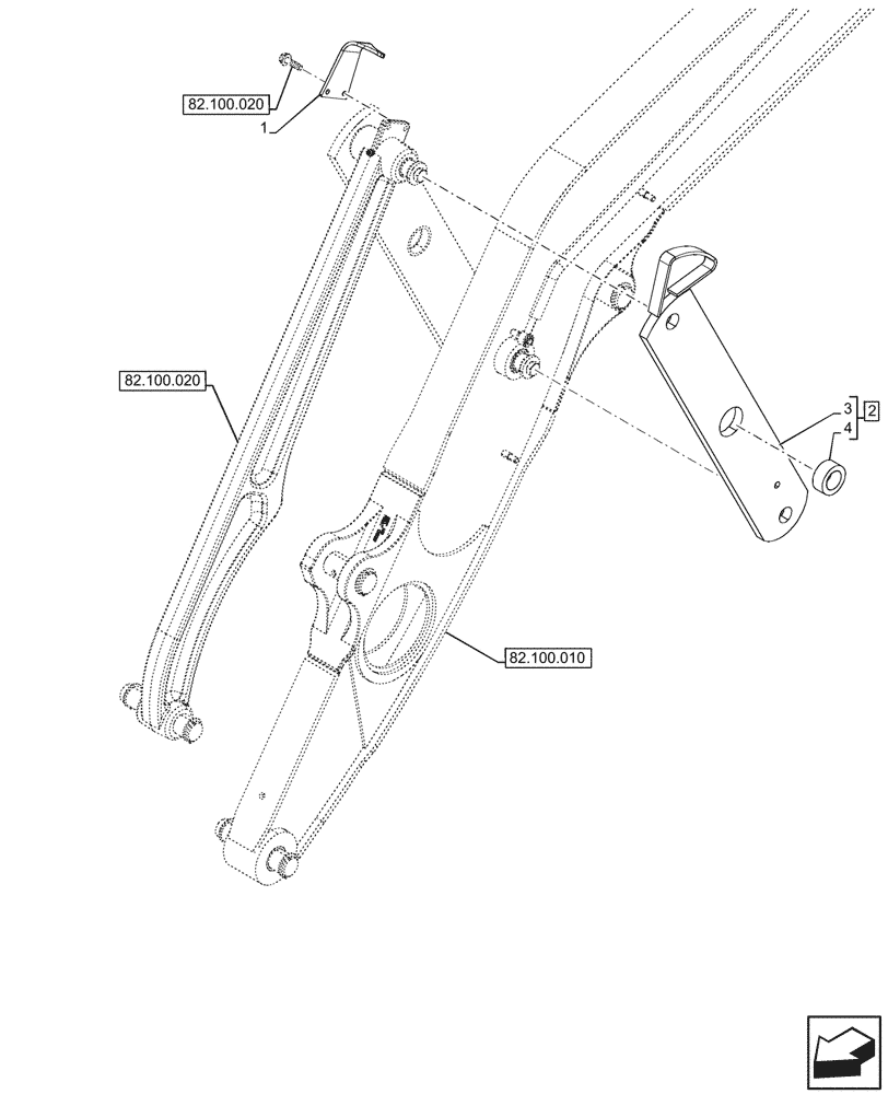 Схема запчастей Case 580N EP - (82.100.110) - VAR - 742242 - LOADER ARM, LINK, W/O BUCKET (82) - FRONT LOADER & BUCKET
