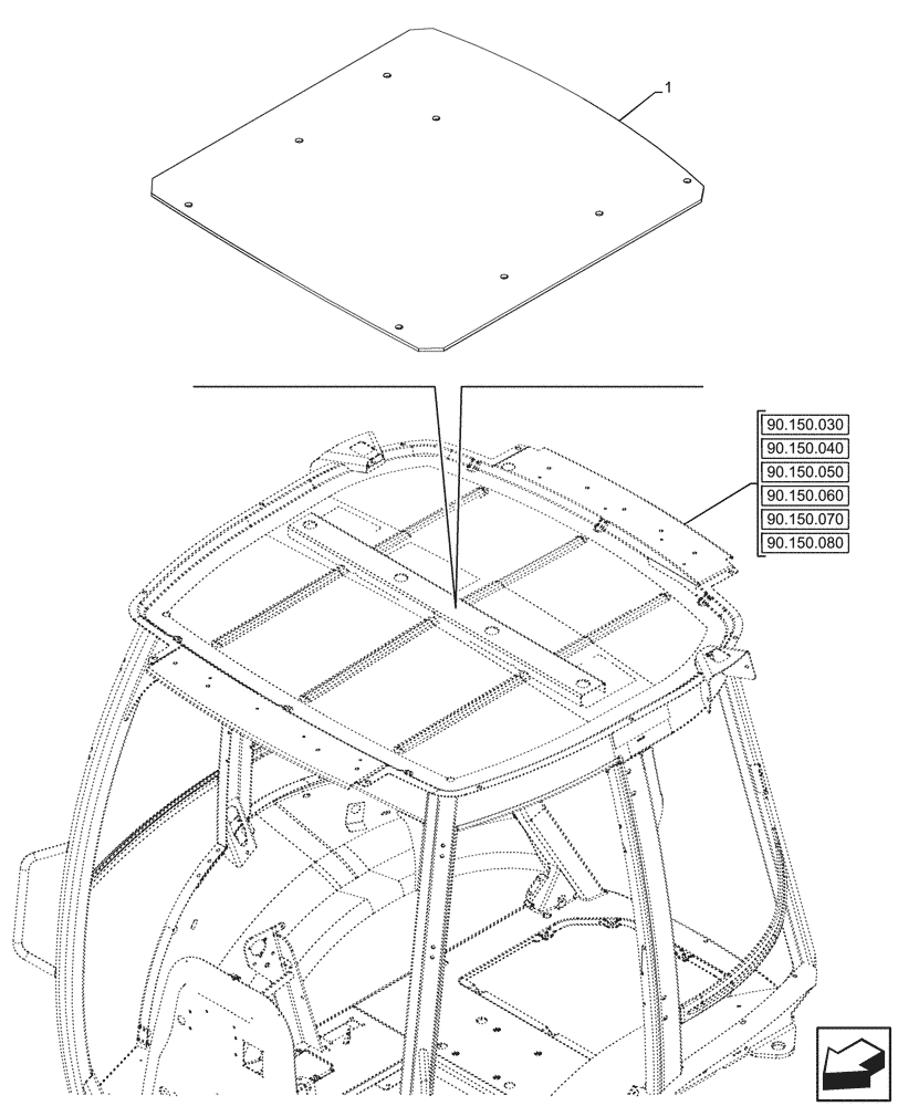 Схема запчастей Case 580SN WT - (90.160.170) - VAR - 747853, 747854, 747855 - CAB, INTERNAL LINER (90) - PLATFORM, CAB, BODYWORK AND DECALS