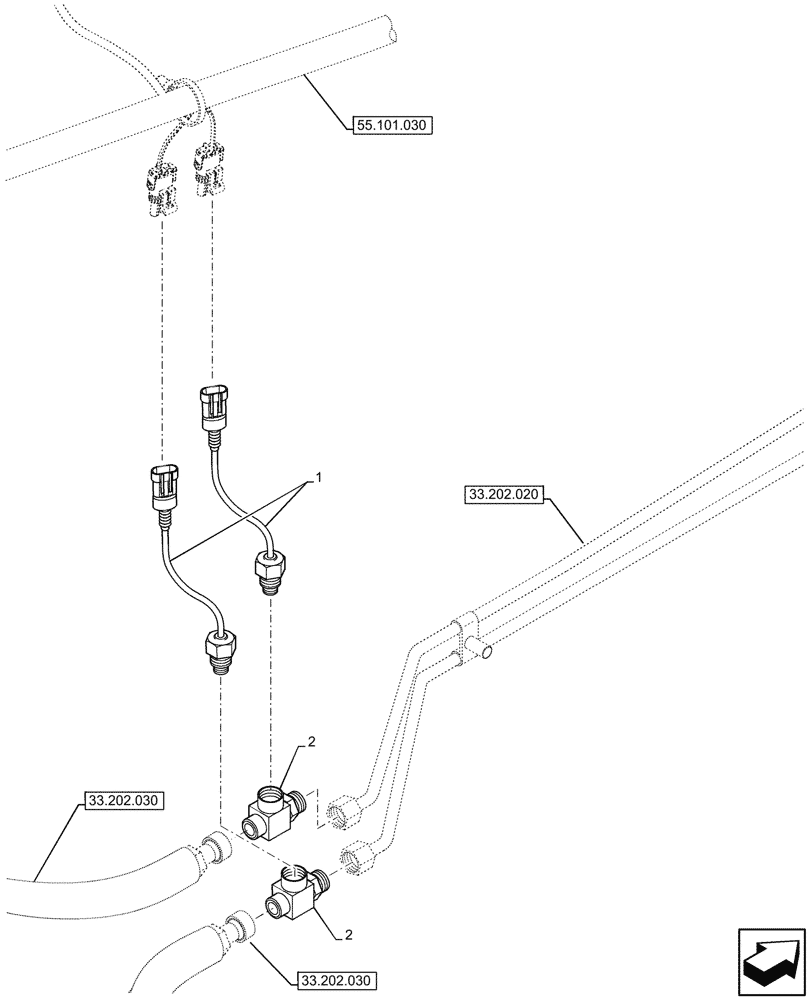 Схема запчастей Case 580SN WT - (55.405.090) - VAR - 423062 - TRANSMISSION, POWERSHIFT, STOP LIGHT, PRESSURE SWITCH, 4WD (55) - ELECTRICAL SYSTEMS