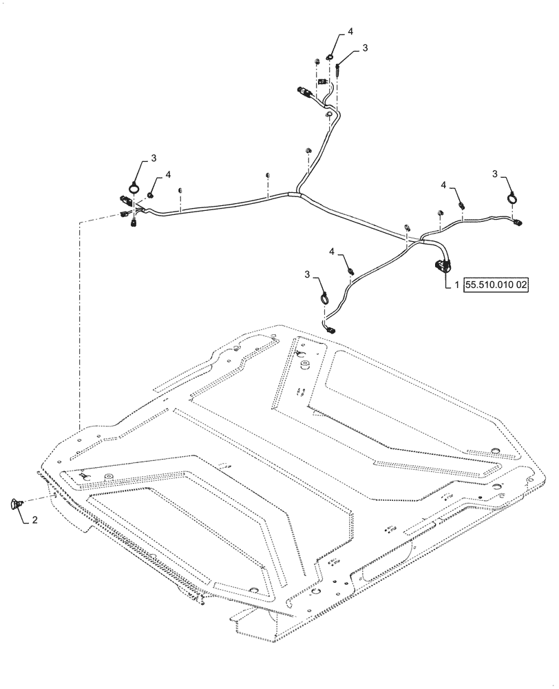 Схема запчастей Case 521G - (55.510.010[01]) - CAB ROOF HARNESS INSTALLATION (55) - ELECTRICAL SYSTEMS
