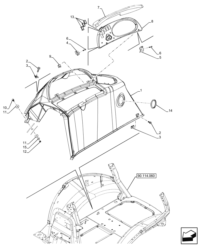 Схема запчастей Case 580SN - (90.110.130) - VAR - 423001 - CANOPY, RIGHT, PANEL, CONSOLE, MALAYSIAN (90) - PLATFORM, CAB, BODYWORK AND DECALS