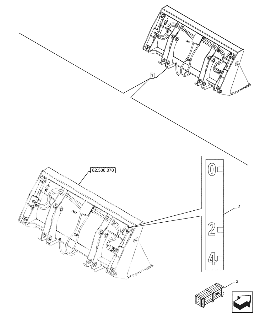 Схема запчастей Case 580N EP - (90.108.024) - VAR - 747863 - 4-IN-1 BUCKET, WARNING DECAL (90) - PLATFORM, CAB, BODYWORK AND DECALS