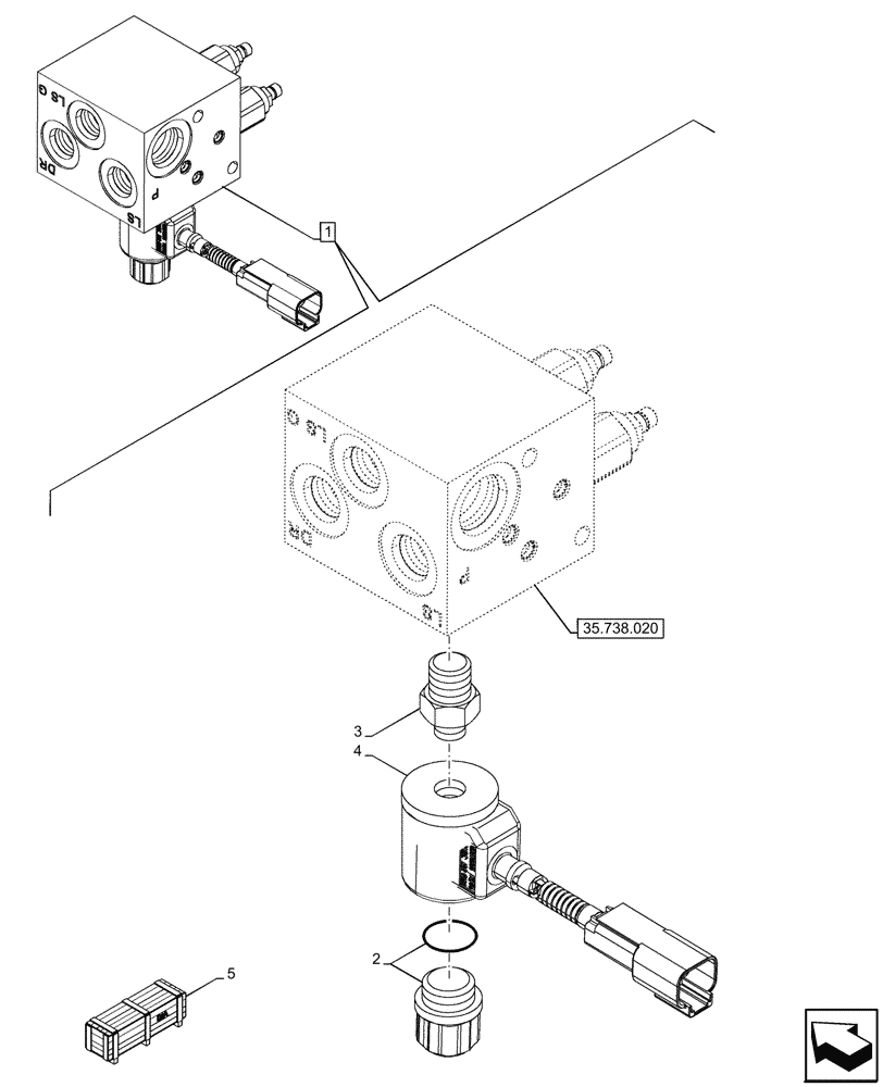 Схема запчастей Case 580SN - (55.512.190) - VAR - 423080 - VALVE HEAVY LIFT, COMPONENTS, SOLENOID (55) - ELECTRICAL SYSTEMS