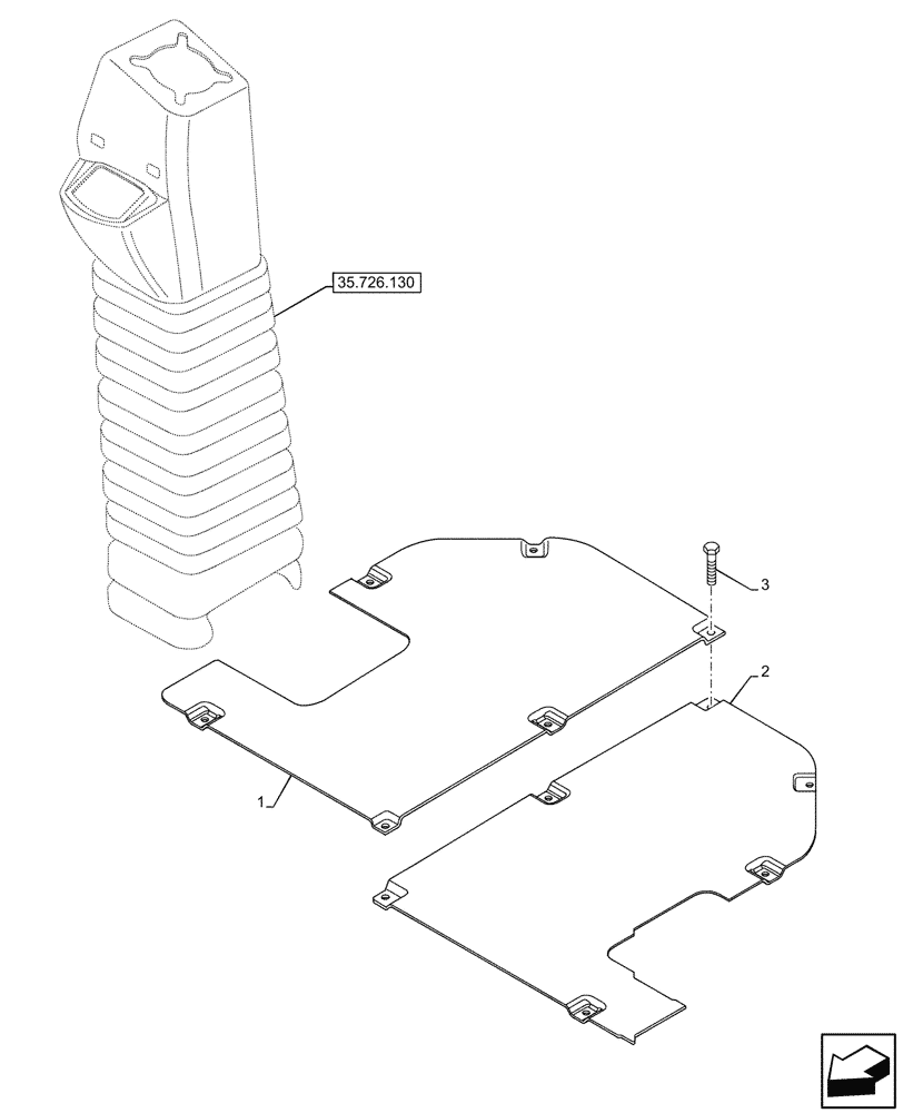 Схема запчастей Case 580N EP - (90.160.190) - CAB FLOOR, REAR, PILOT CONTROLS (90) - PLATFORM, CAB, BODYWORK AND DECALS