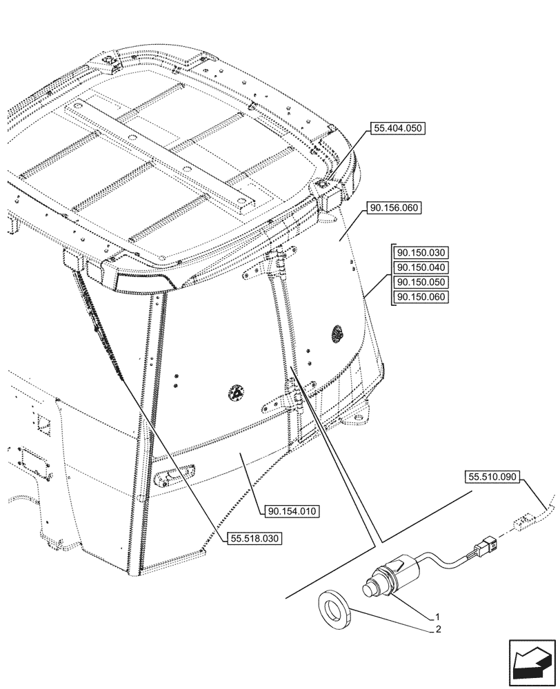 Схема запчастей Case 580N - (55.514.050) - VAR - 747853, 747854, 747855 - CAB, DOOR SWITCH (55) - ELECTRICAL SYSTEMS