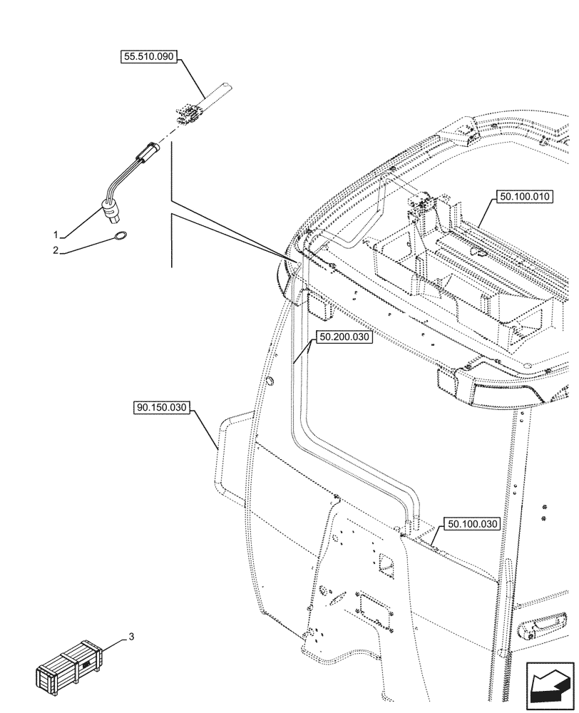 Схема запчастей Case 580N - (55.050.030) - VAR - 747853, 747855 - AIR CONDITIONING, AIR PRESSURE SWITCH (55) - ELECTRICAL SYSTEMS