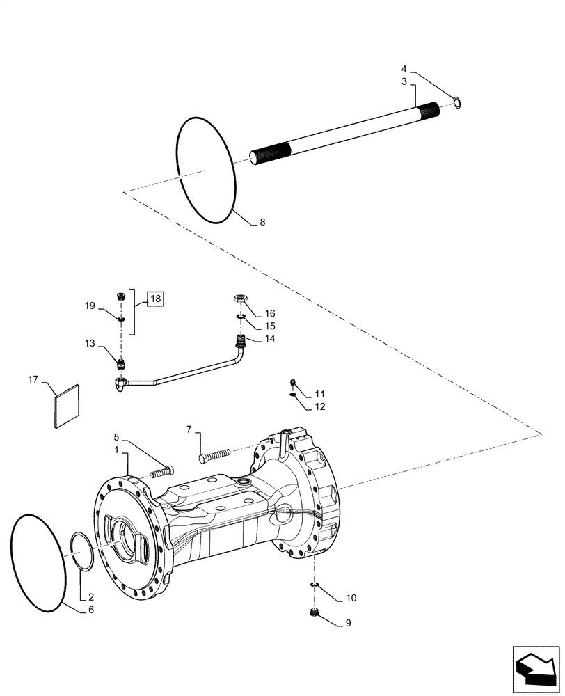 Схема запчастей Case 821G - (27.100.040) - VAR - 782122, 424235 - REAR AXLE HOUSING (27) - REAR AXLE SYSTEM