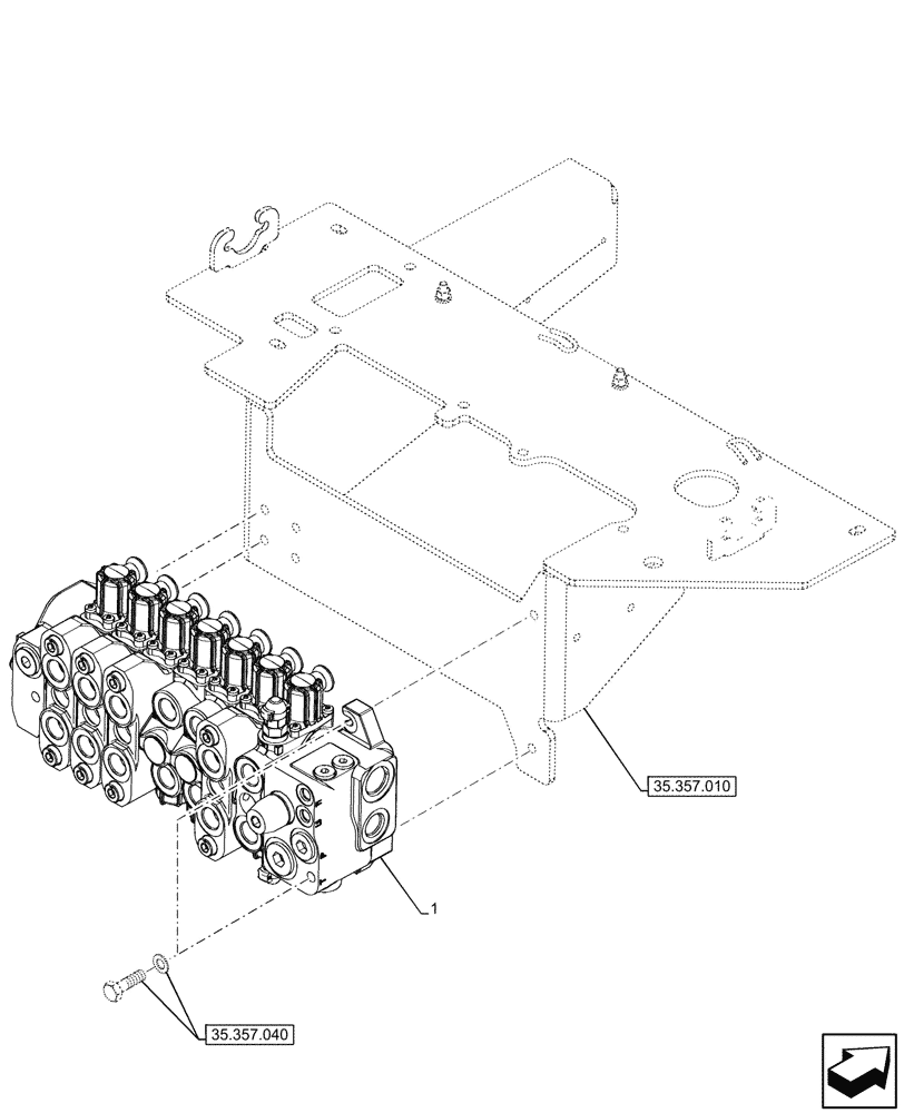 Схема запчастей Case 580N - (35.359.485) - 7-SPOOL, BACKHOE CONTROL VALVE, STANDARD DIPPER, W/ PILOT CONTROLS, W/ DOUBLE AUXILIARY HYDRAULIC, MOUNTING PARTS (35) - HYDRAULIC SYSTEMS
