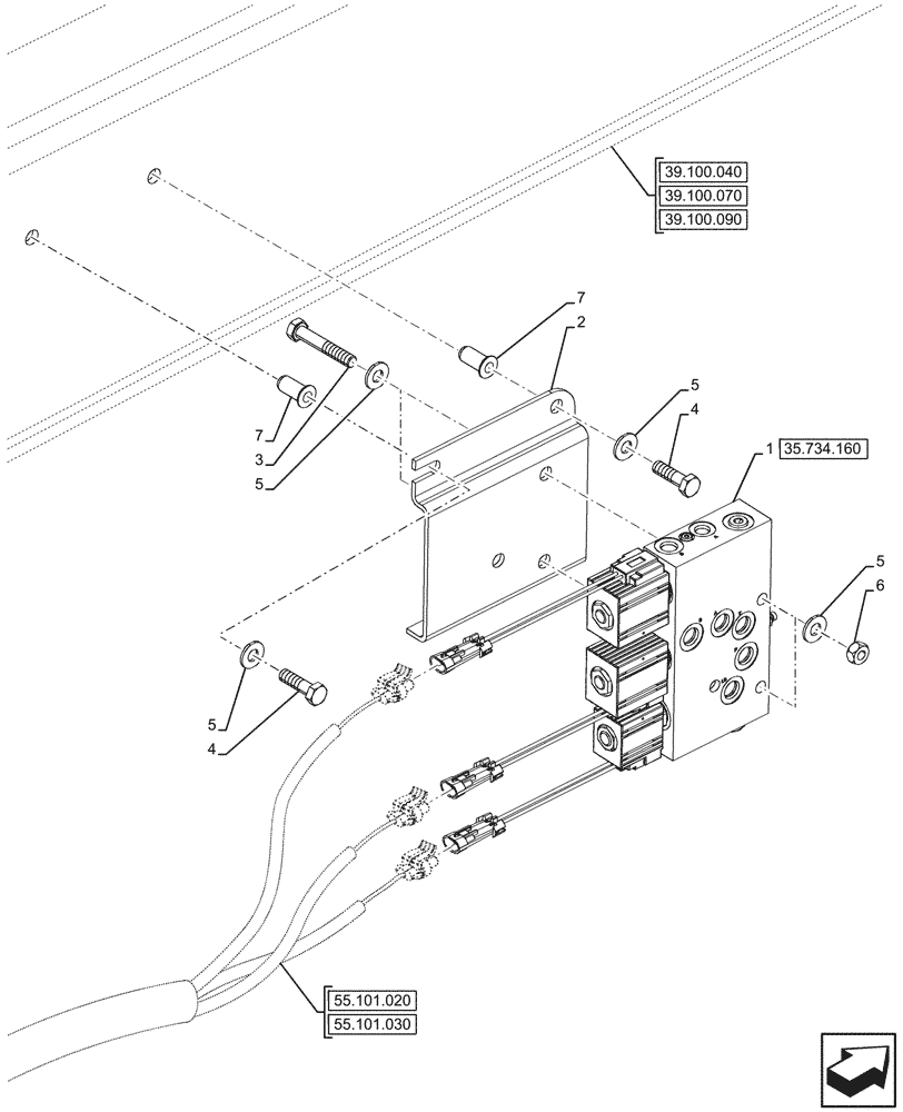 Схема запчастей Case 580SN - (35.734.150) - DOUBLE, QUICK COUPLER, VALVE (35) - HYDRAULIC SYSTEMS