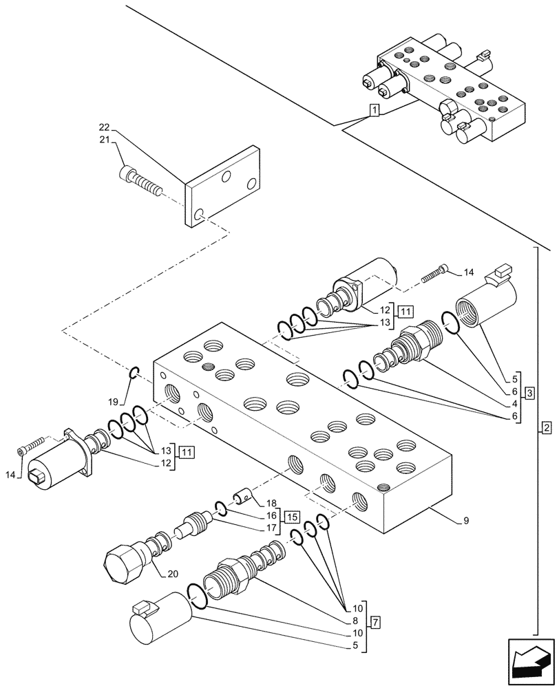 Схема запчастей Case 580N - (35.357.250) - 6-SPOOL, PRESSURE CONTROL VALVE, STANDARD DIPPER, W/ PILOT CONTROLS, COMPONENTS (35) - HYDRAULIC SYSTEMS