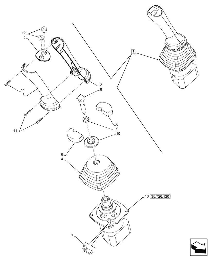 Схема запчастей Case 580N - (35.726.170) - 6-SPOOL, 7-SPOOL, JOYSTICK MOUNTING, RH, STANDARD DIPPER, W/ PILOT CONTROLS (35) - HYDRAULIC SYSTEMS