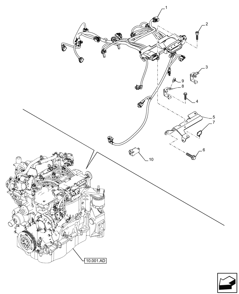 Схема запчастей Case F5HFL413A A001 - (55.015.AB[FROM]) - CABLE, ENGINE (55) - ELECTRICAL SYSTEMS