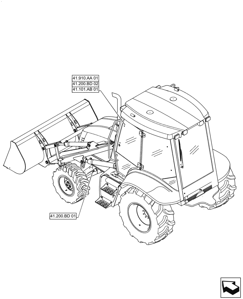 Схема запчастей Case 570N EP - (41.000.00) - SECTION INDEX - STEERING, 4WD (41) - STEERING