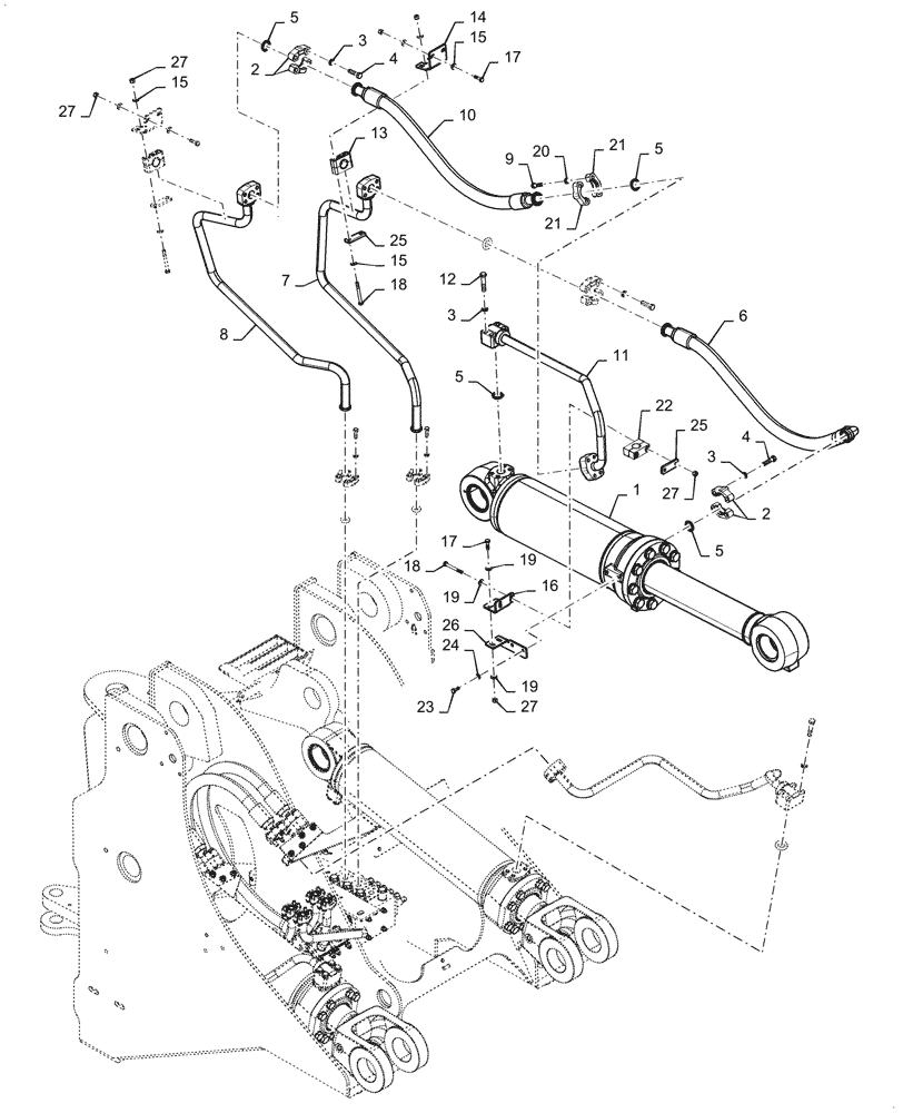 Схема запчастей Case 1021G - (35.100.010[01]) - TILT CYLINDER LINES AND FITTINGS (35) - HYDRAULIC SYSTEMS