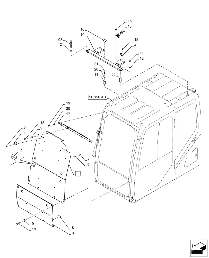 Схема запчастей Case CX210D LC - (90.150.BJ[01]) - VAR - 461552 - CAB GUARD, ANTITHEFT (90) - PLATFORM, CAB, BODYWORK AND DECALS