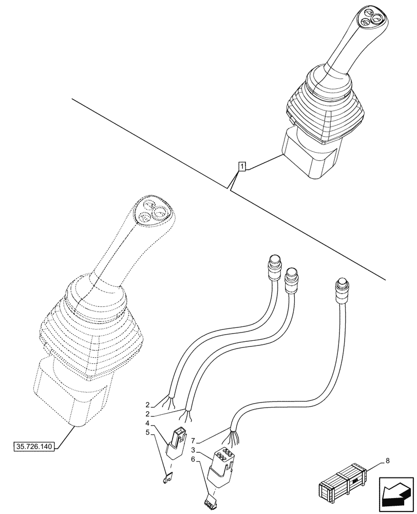 Схема запчастей Case 580N - (55.512.380) - 7-SPOOL, 8-SPOOL, JOYSTICK, LH, BUTTON, W/ PILOT CONTROLS, W/ DOUBLE AUXILIARY HYDRAULIC, COMPONENTS (55) - ELECTRICAL SYSTEMS
