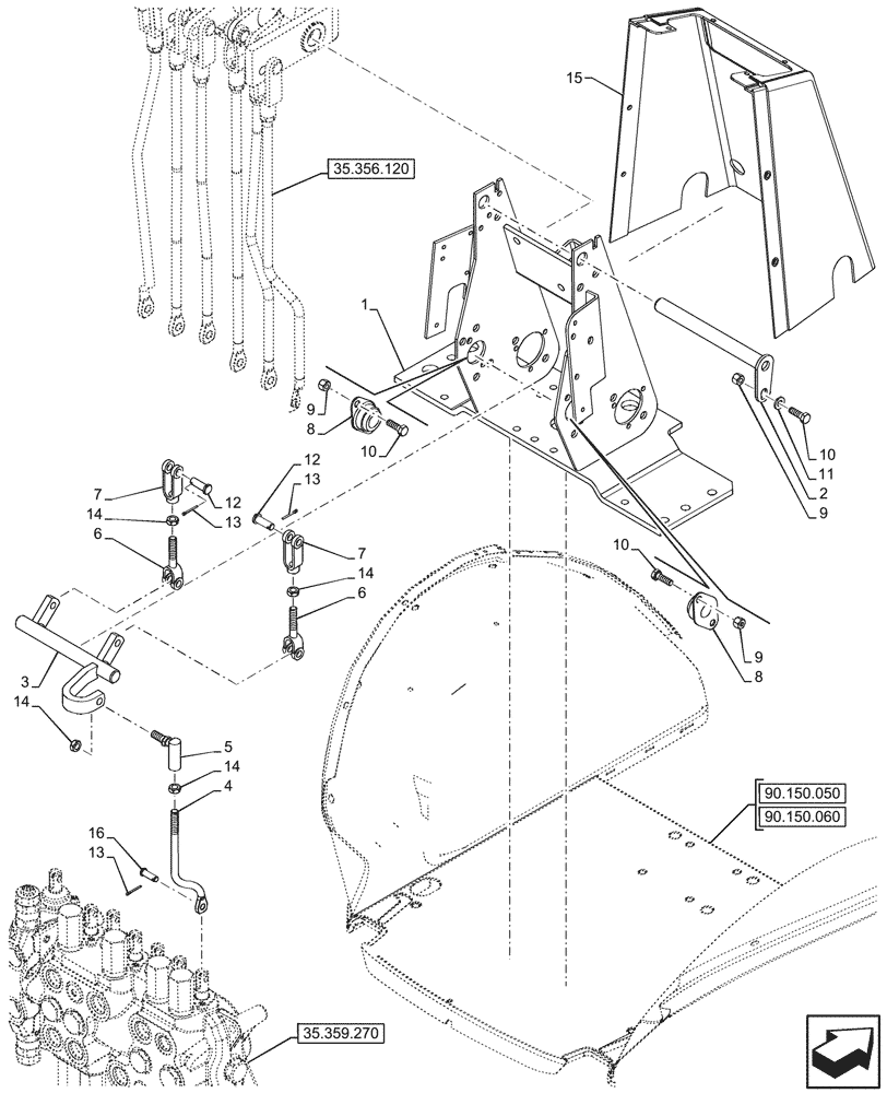 Схема запчастей Case 580N - (35.356.110) - BACKHOE CONTROL VALVE, 7-SPOOL, MECHANICAL CONTROL, EXTANDABLE DIPPER, FOOT SWING, BRAZIL, W/ 2 LEVER CONTROLS, MOUNTING PARTS (35) - HYDRAULIC SYSTEMS