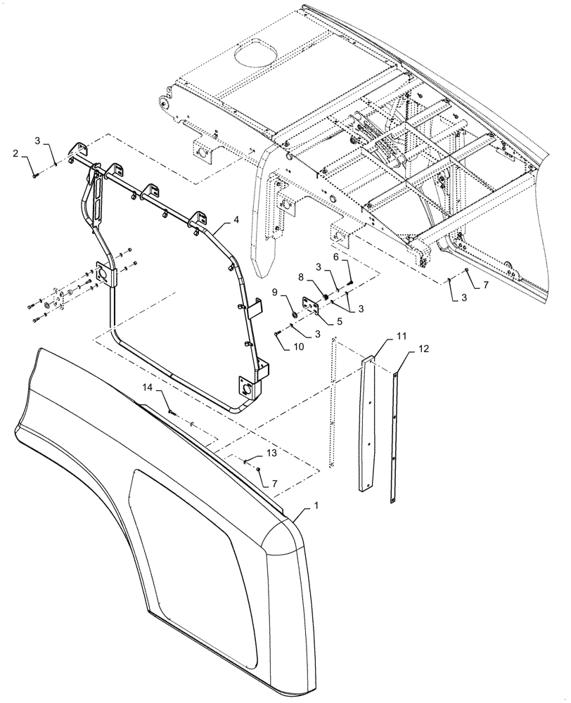 Схема запчастей Case 1021G - (90.105.010[03]) - HOOD INSTALLATION, LEFT HAND PANEL (90) - PLATFORM, CAB, BODYWORK AND DECALS
