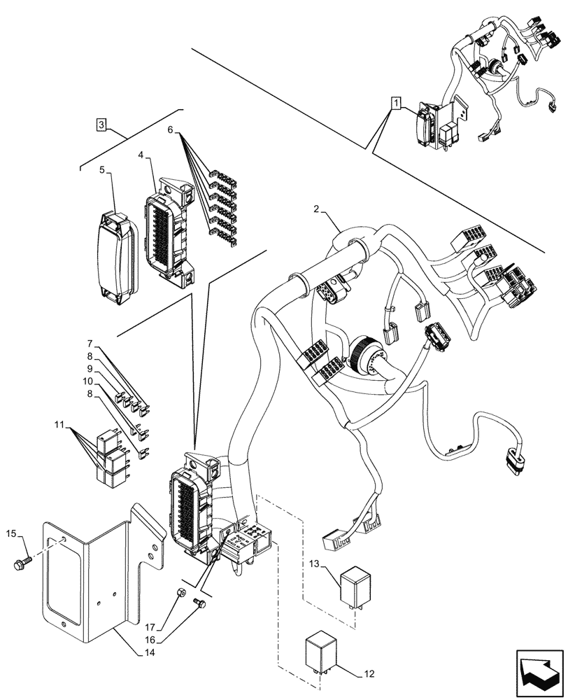 Схема запчастей Case 580N EP - (55.100.260) - CANOPY, POWERSHUTTLE, TRANSMISSION, FRONT CONSOLE, HARNESS W/O OPT, FUSE BOX, RELAY (55) - ELECTRICAL SYSTEMS