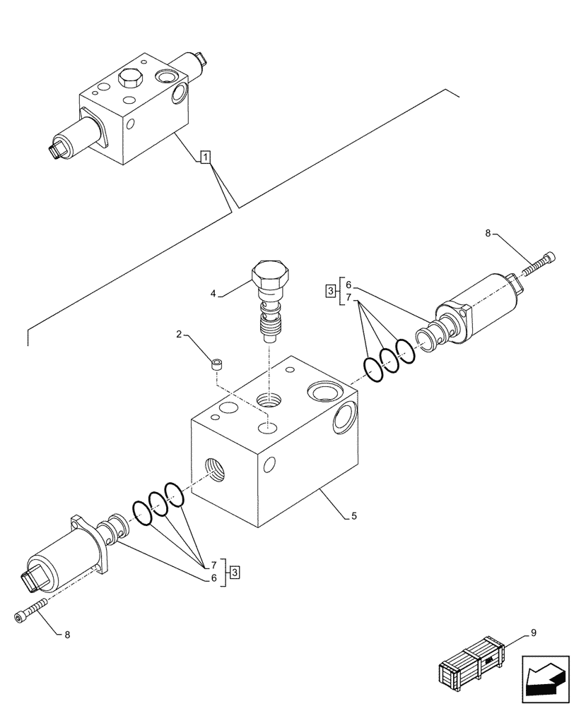 Схема запчастей Case 580N - (35.359.375) - AUXILIARY CONTROL VALVE, COMPONENTS (35) - HYDRAULIC SYSTEMS