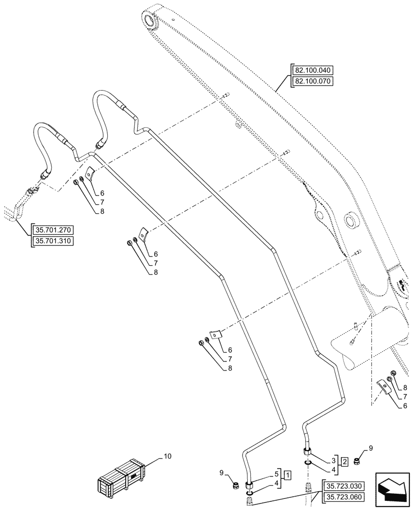 Схема запчастей Case 580N - (35.701.390) - VAR - 747776, 747864 - LOADER BUCKET, AUXILIARY HYDRAULIC (35) - HYDRAULIC SYSTEMS