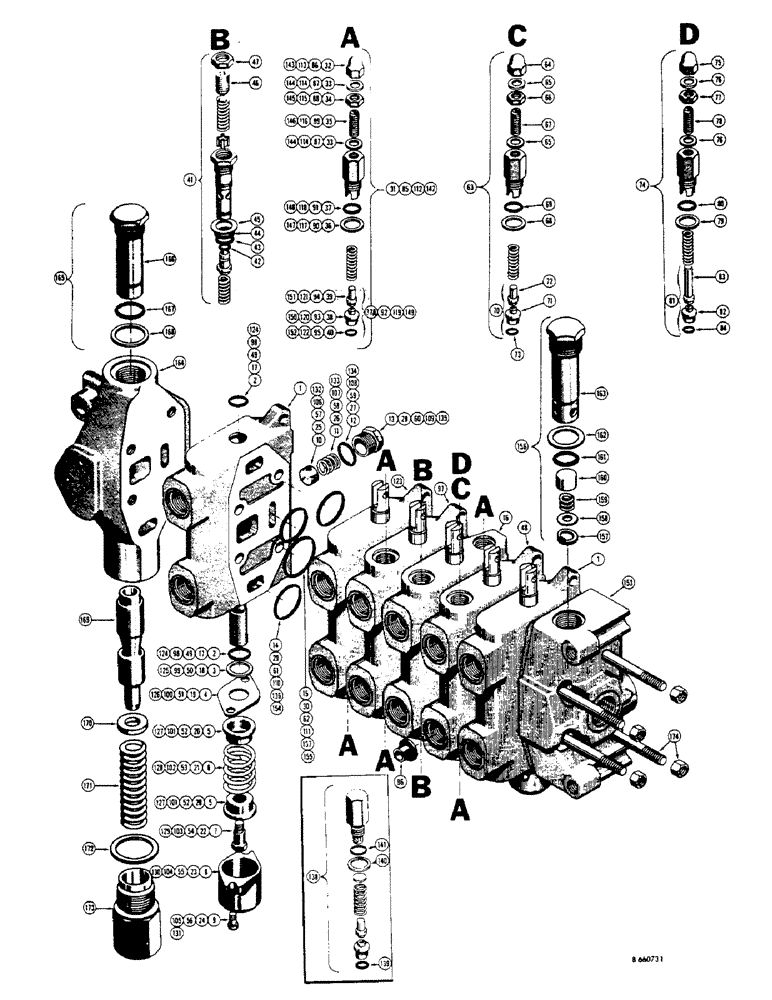 Схема запчастей Case 32 - (118) - D36122 BACKHOE CONTROL VALVE 