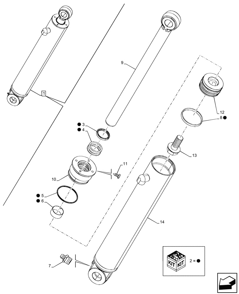 Схема запчастей Case 580SN - (35.703.060) - STABILIZER CYLINDER, LH, COMPONENTS (35) - HYDRAULIC SYSTEMS