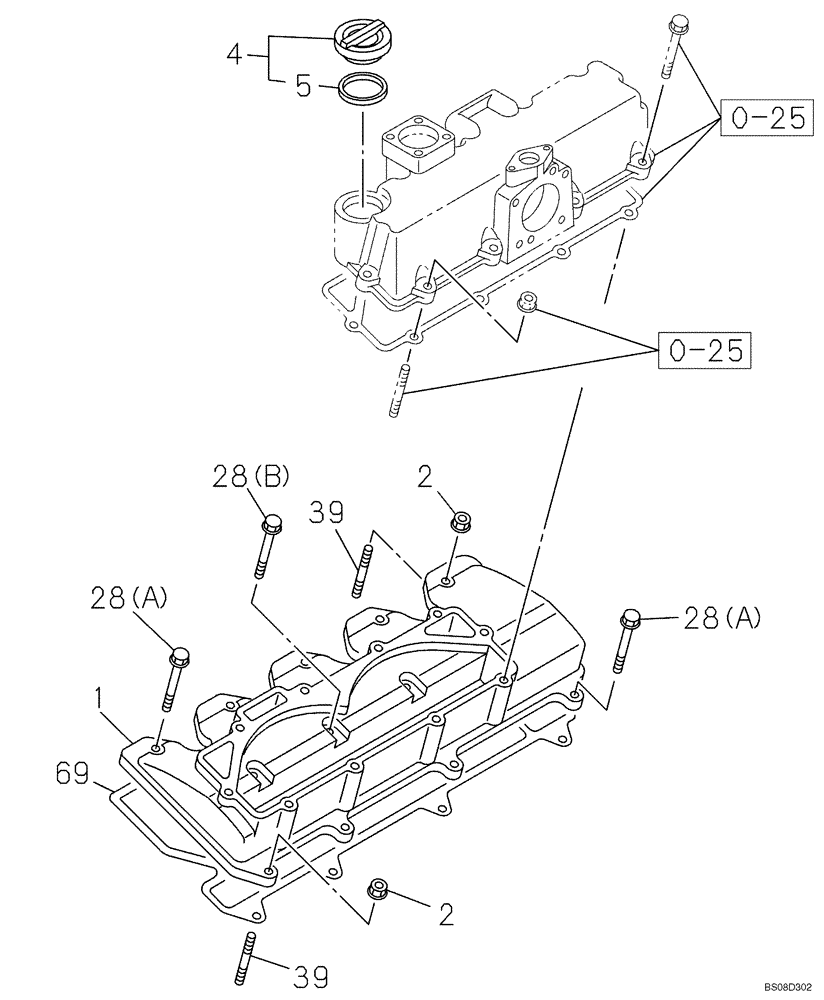 Схема запчастей Case CX80 - (02-06) - ENGINE - COVER - CYLINDER HEAD (02) - ENGINE