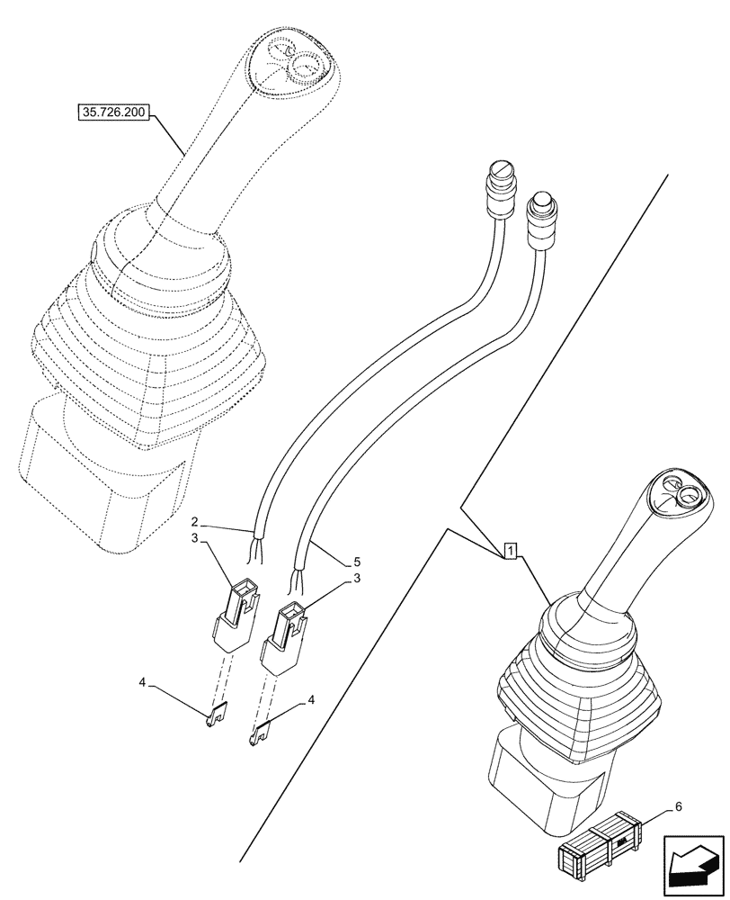 Схема запчастей Case 580N EP - (55.512.400) - 6-SPOOL, 7-SPOOL, JOYSTICK, LH, BUTTON, W/ PILOT CONTROLS, W/ SINGLE AUXILIARY HYDRAULIC, COMPONENTS (55) - ELECTRICAL SYSTEMS