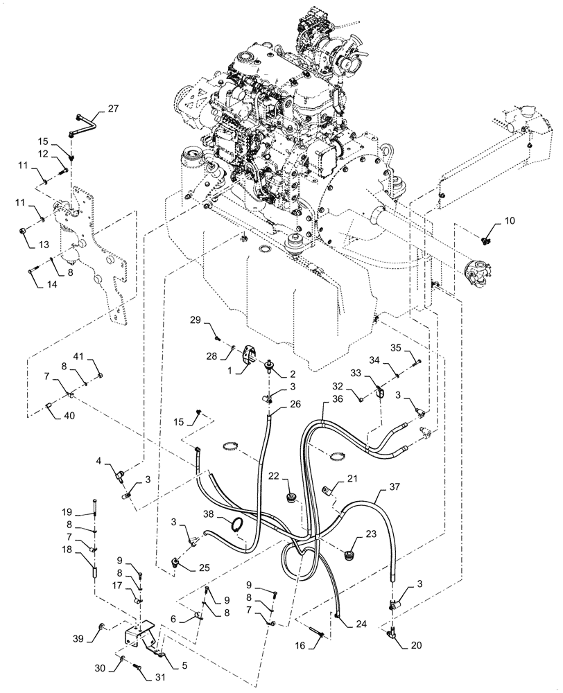 Схема запчастей Case 521G - (10.216.040) - FUEL LINE INSTALLATION (10) - ENGINE