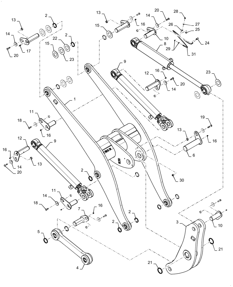 Схема запчастей Case 521G - (39.105.020) - LIFT ARM INSTALLATION, Z-BAR (39) - FRAMES AND BALLASTING