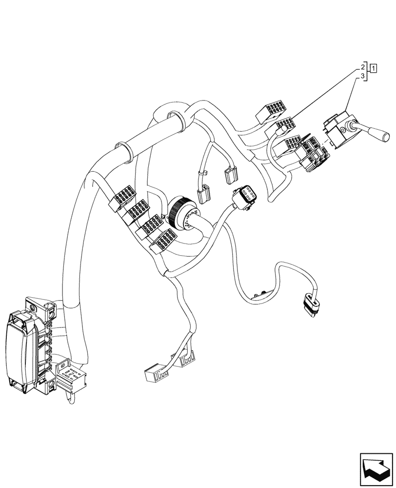 Схема запчастей Case 580N - (55.405.110) - SEMI-POWERSHIFT, TRANSMISSION, FRONT CONSOLE, HARNESS, W/ OPTION, INDICATOR LIGHT, SWITCH (55) - ELECTRICAL SYSTEMS