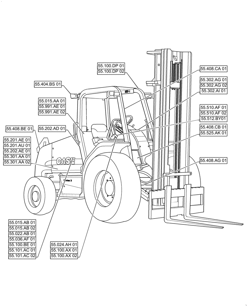 Схема запчастей Case 588H - (00.000.55) - PICTORIAL INDEX, ELECTRICAL SYSTEMS (00) - GENERAL & PICTORIAL INDEX