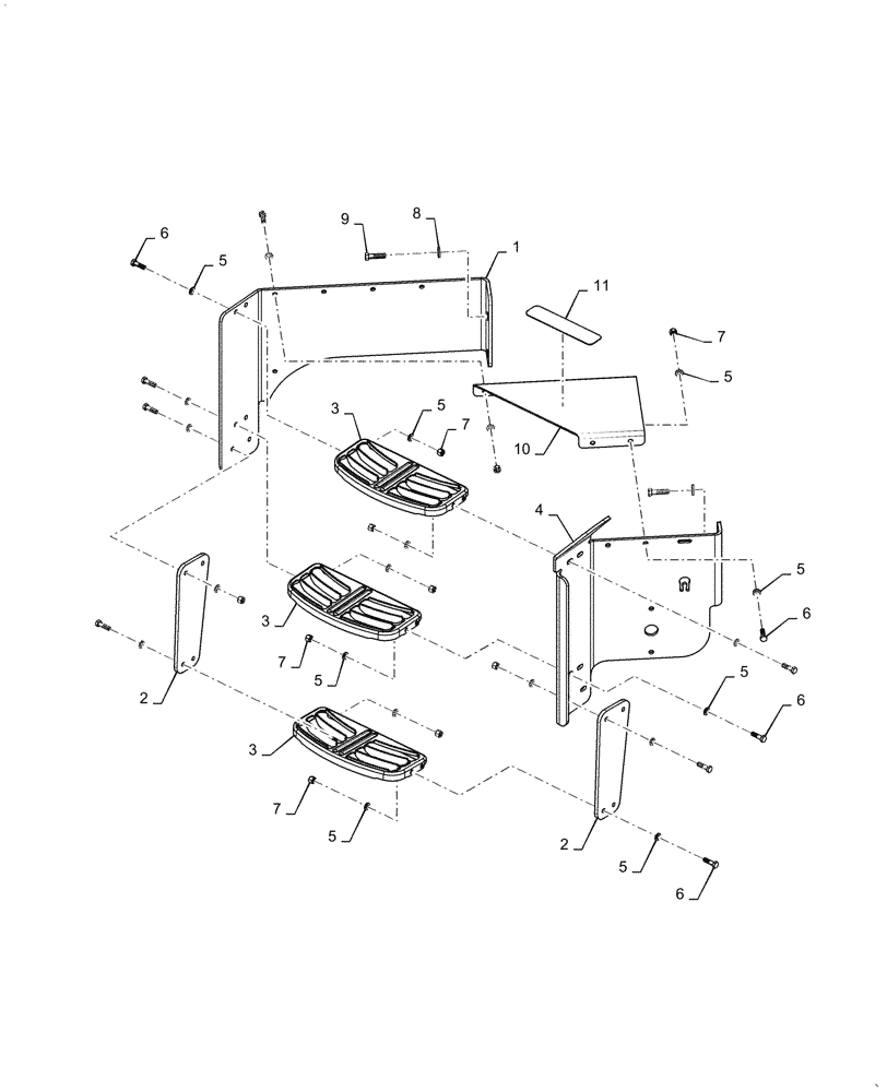 Схема запчастей Case 521G - (90.118.020) - VAR - 782510, 782511 - STEP, RIGHT SIDE (90) - PLATFORM, CAB, BODYWORK AND DECALS