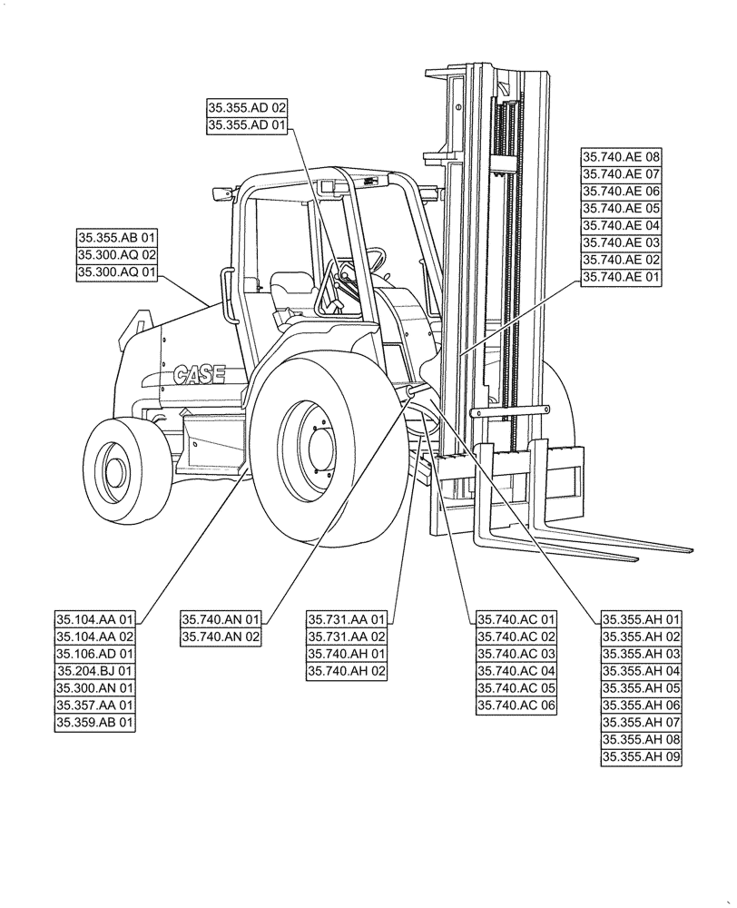 Схема запчастей Case 588H - (00.000.35) - PICTORIAL INDEX, HYDRAULIC SYSTEMS (00) - GENERAL & PICTORIAL INDEX