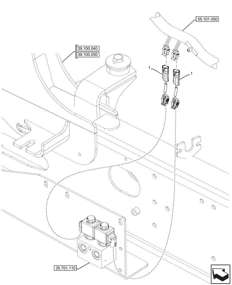 Схема запчастей Case 580N - (55.526.050) - POWERSHUTTLE, TRANSMISSION, RIDE CONTROL, JUMPER (55) - ELECTRICAL SYSTEMS