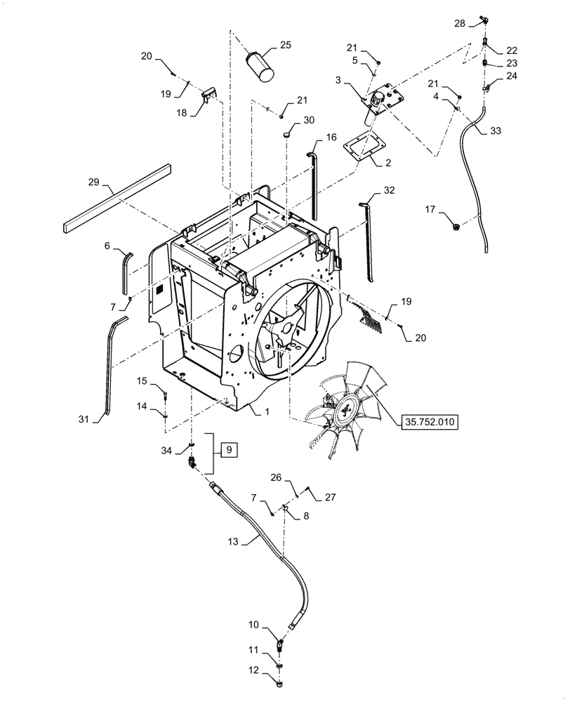 Схема запчастей Case 521G - (35.300.030) - HYDRAULIC OIL RESERVOIR & COOLING FRAME ASSEMBLY (35) - HYDRAULIC SYSTEMS