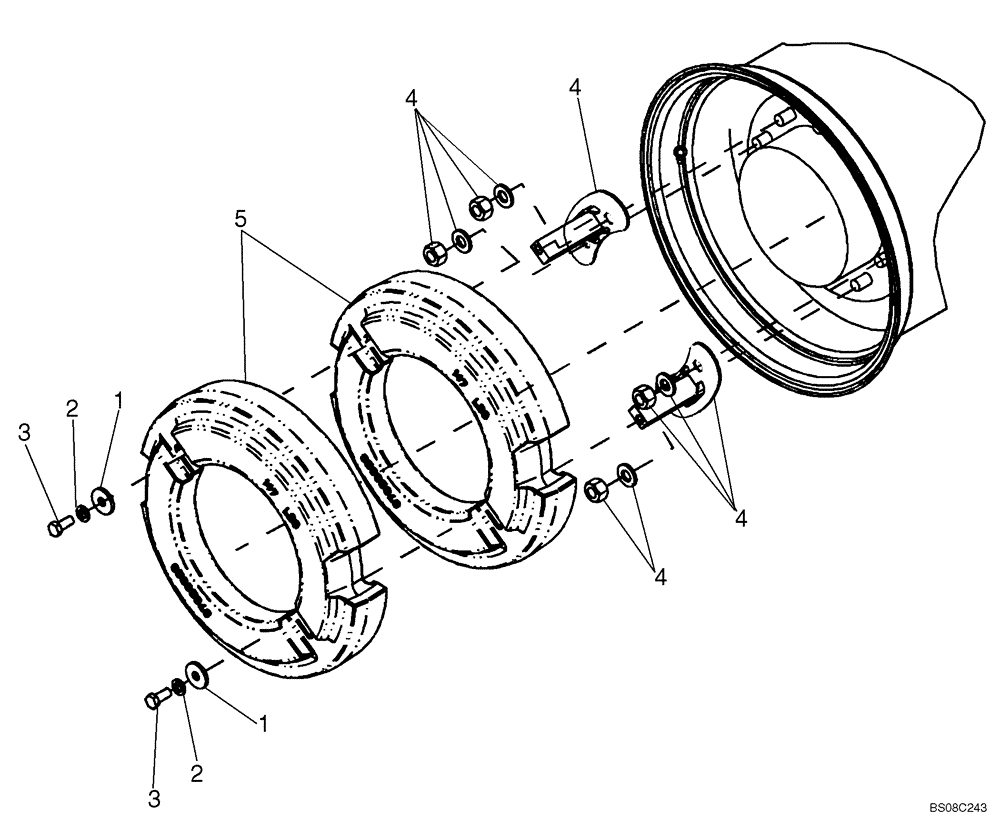 Схема запчастей Case 570MXT - (06-24A) - WHEEL WEIGHTS (06) - POWER TRAIN