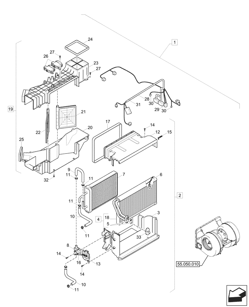 Схема запчастей Case CX57C - (50.100.010) - AIR CONDITIONING, COMPONENTS (50) - CAB CLIMATE CONTROL