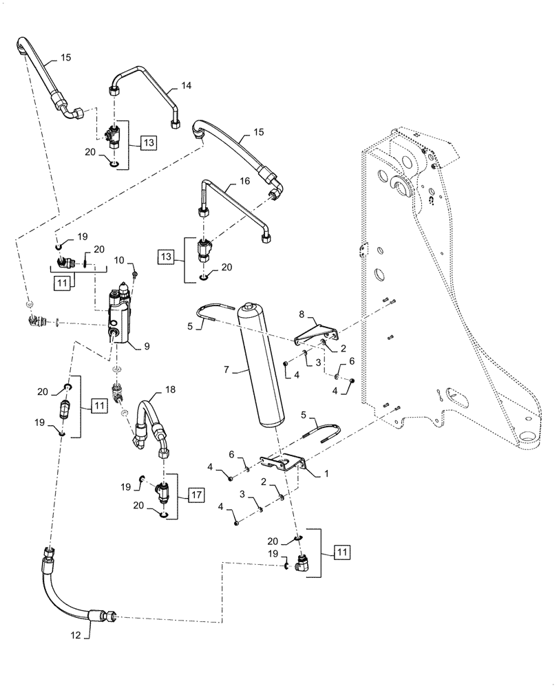 Схема запчастей Case 521G - (35.701.100) - VAR - 782503 - RIDE CONTROL (35) - HYDRAULIC SYSTEMS