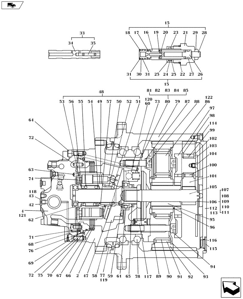 Схема запчастей Case CX235C SR - (48.130.06[02]) - TRACTION MOTOR - COMPONENTS (48) - TRACKS & TRACK SUSPENSION