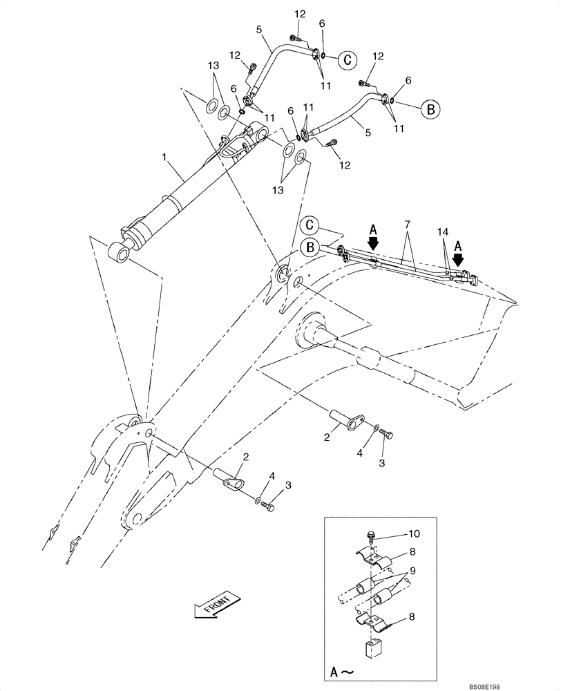 Схема запчастей Case CX700B - (08-12) - HYDRAULICS - ARM CYLINDER LINE - BOOM (6.60 M) (WITHOUT VALVE, PRESSURE RELIEF) (08) - HYDRAULICS