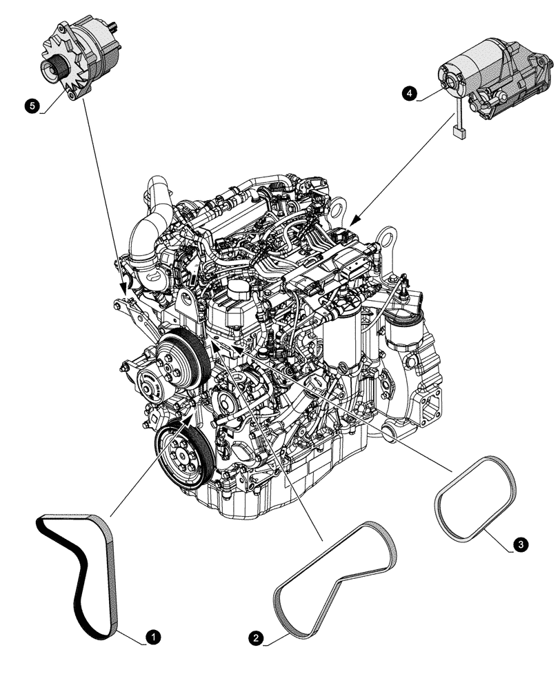 Схема запчастей Case 580N - (05.100.042) - MAINTENANCE PARTS - STARTER MOTOR, ALTERNATOR, BELTS (05) - SERVICE & MAINTENANCE