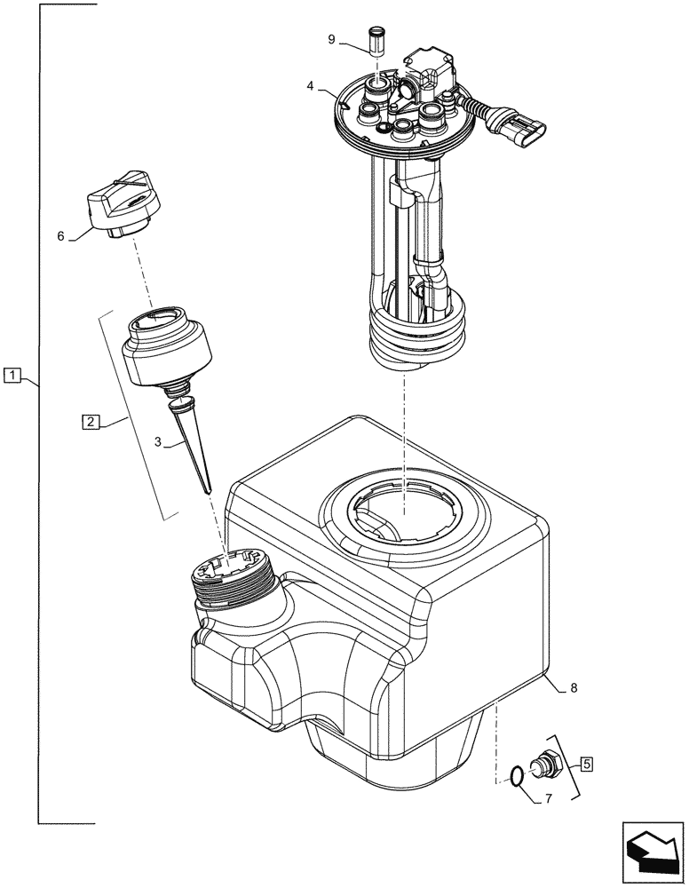 Схема запчастей Case TR340 - (10.500.020) - DEF/ADBLUE™ TANK (10) - ENGINE