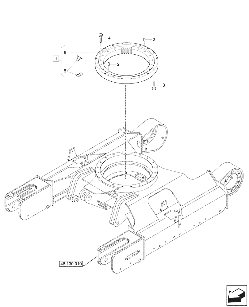 Схема запчастей Case CX60C - (39.103.010) - SLEWING RING (39) - FRAMES AND BALLASTING