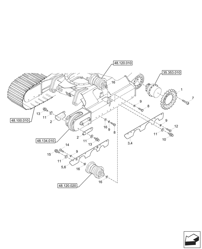 Схема запчастей Case CX57C - (48.130.030) - VAR - 747096 - SPROCKET, TRACK CHAIN, GUARD (48) - TRACKS & TRACK SUSPENSION